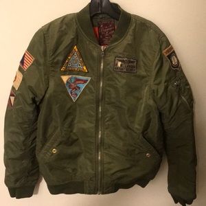 Scotch and Soda green patched bomber jacket!
